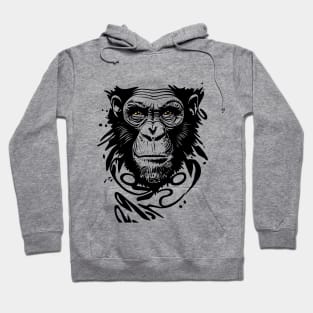 Chimpanzee Ape Wild Animal Nature Illustration Art Tattoo Hoodie